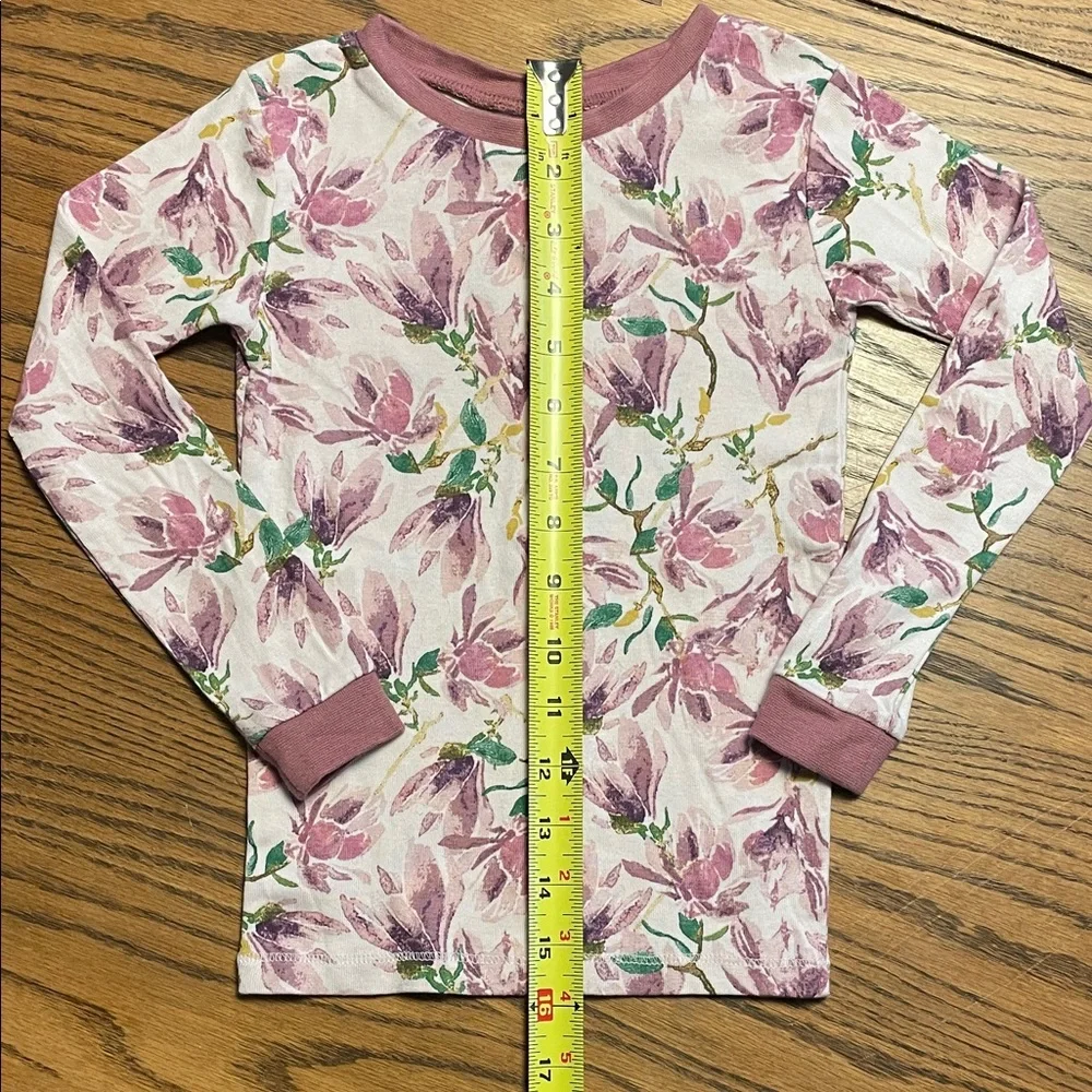 Burt's Bees Mauve and Green Floral Long Sleeve Tee size 4T